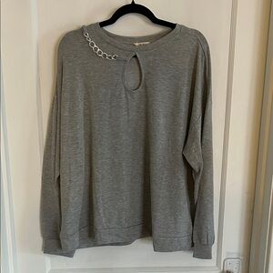 Chic Gray Women's Sweatshirt with Chain Detail